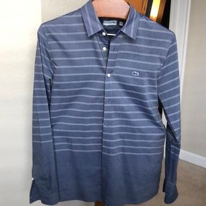 Lacoste L gray blue stripe shirt